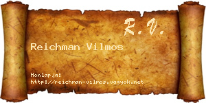 Reichman Vilmos névjegykártya